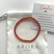 Dainty Carnelian Bead Bracelet for Happiness, Joy and Vitality